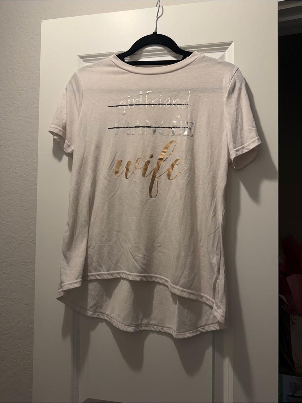 "Wife" Script Graphic Tee - White with Gold Foil